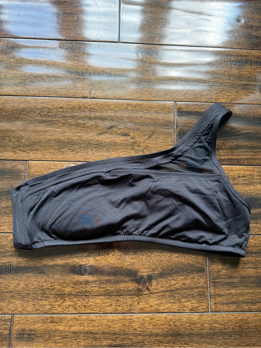 Shade & Shore Black One-Shoulder Swim Top